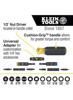 Klein Tools Klein Tools 32500HD Multi-Bit Screwdriver/Nut Driver, Impact Rated 11-in-1 Tool with Phillips, Slotted, Square and Torx Tips  - Image 3