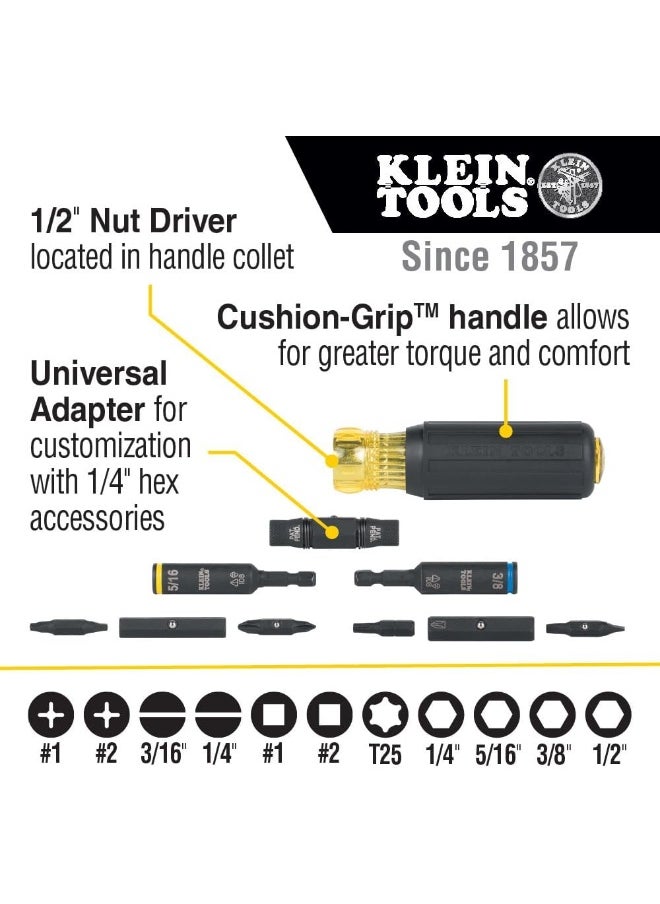 Klein Tools - Klein Tools 32500HD Multi-Bit Screwdriver/Nut Driver, Impact Rated 11-in-1 Tool with Phillips, Slotted, Square and Torx Tips - Image 1