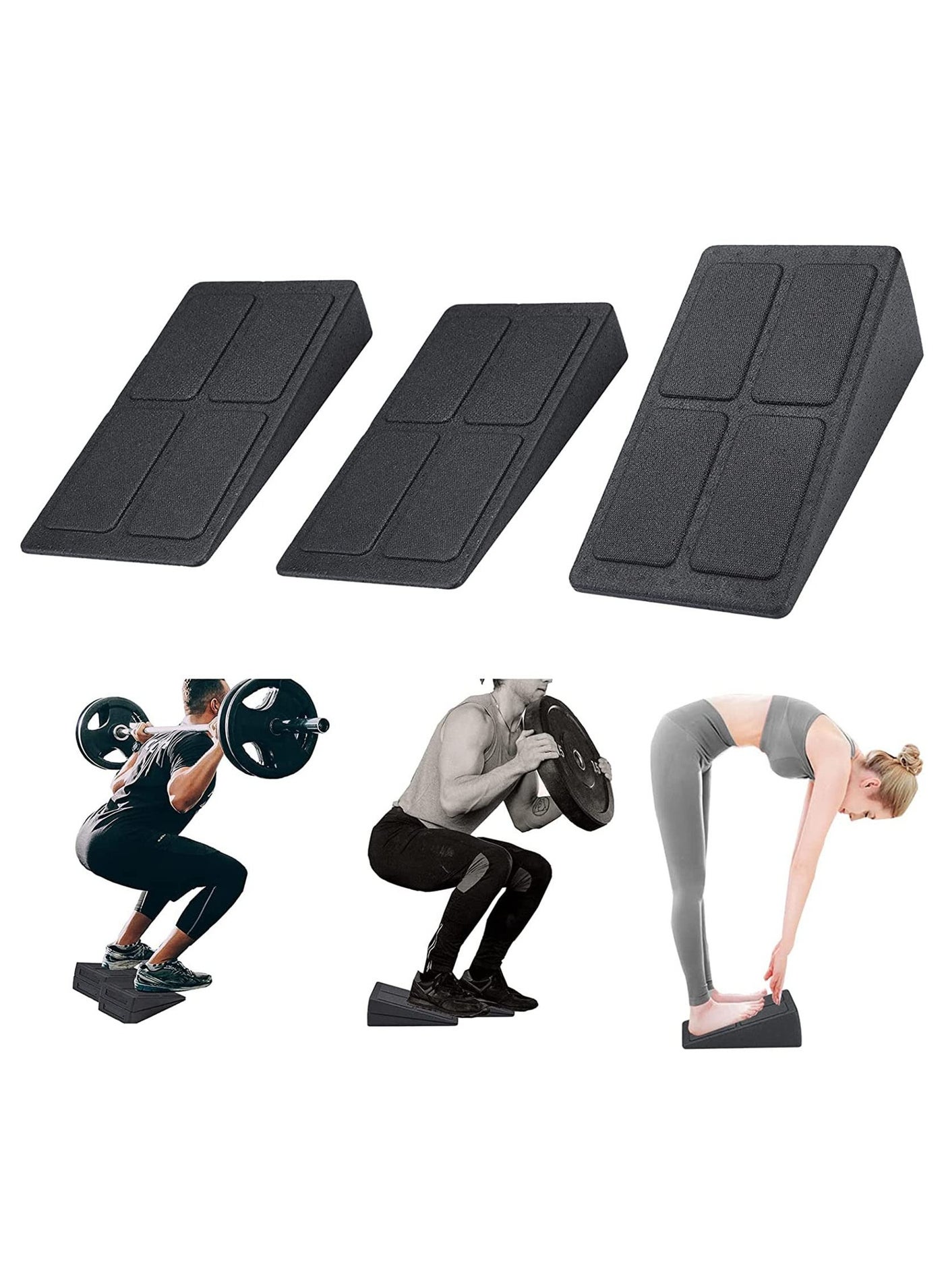Squat Wedge Block Adjustable Non-Slip Squat Ramp Slant Board Calf Stretcher, Heavy Duty 3pcs Foam Foot Ankle Knee Stretcher Leg Extender, Incline Board Platform for Heel Elevated Squat and Calf Raise