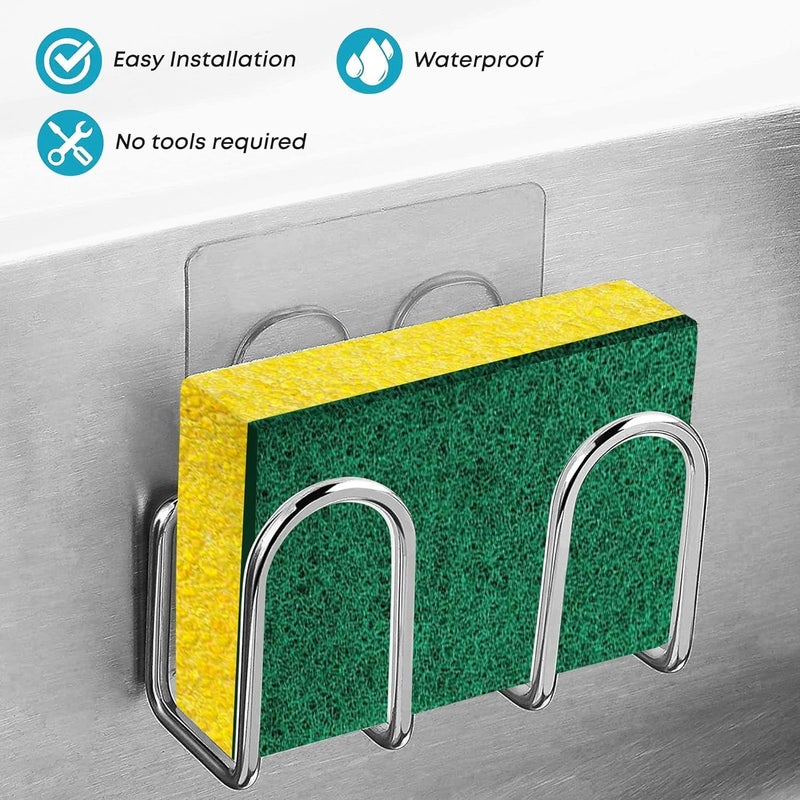 Stavae Stavae Stainless Steel Multifunctional Over Kitchen Sink Clamp Faucet Sponge Scrubber Holder Storage Hanging Shelf Draining Bathroom Tap Shampoo Soap Organizer Rack (1) - Image 3