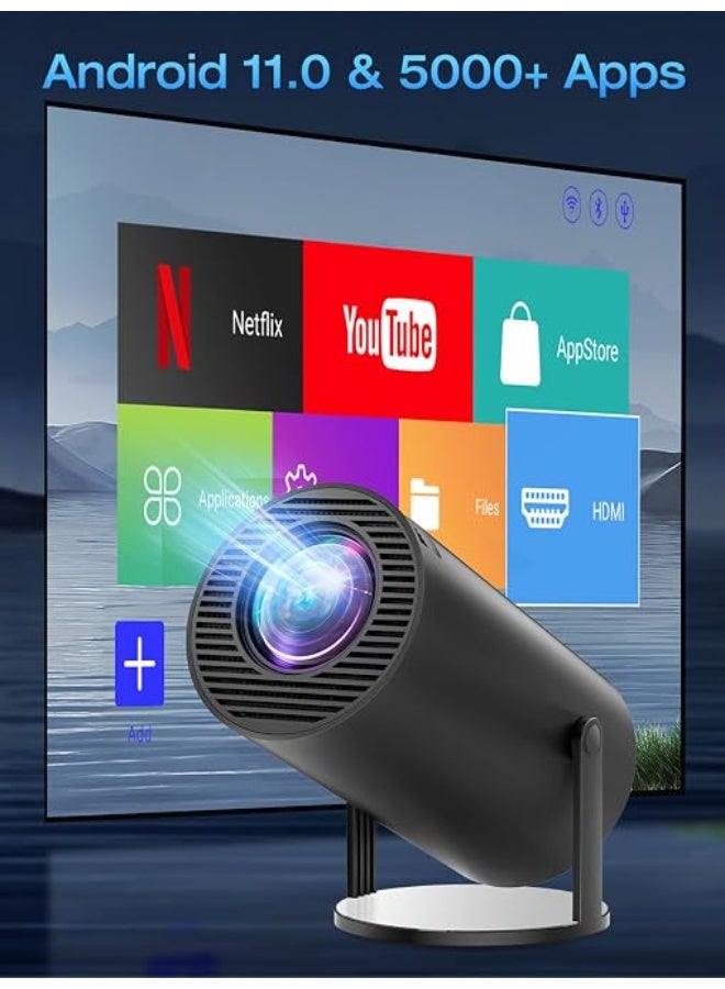 Smart Portable Mini Projector with WiFi Bluetooth Auto Keystone 180° Rotation Supporting 1080P Full HD for Home and Outdoor - Image 2