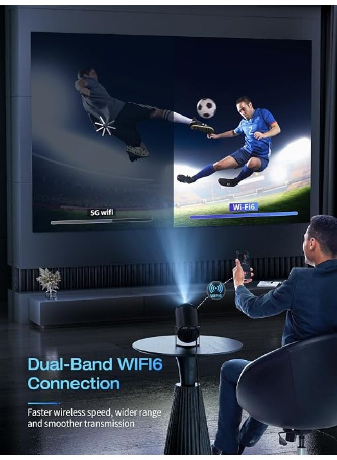 Smart Portable Mini Projector with WiFi Bluetooth Auto Keystone 180° Rotation Supporting 1080P Full HD for Home and Outdoor - Image 4