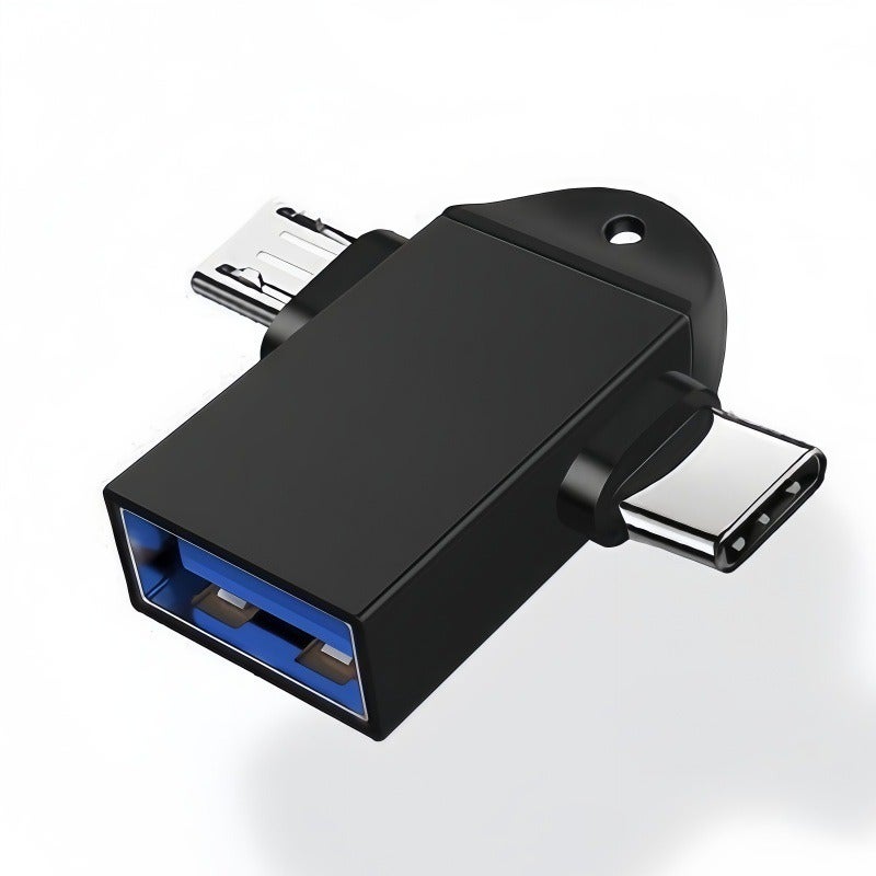 محول OTG من Type-C إلى Micro USB مع USB 3.0 وقارئ بطاقات الذاكرة - Image 1