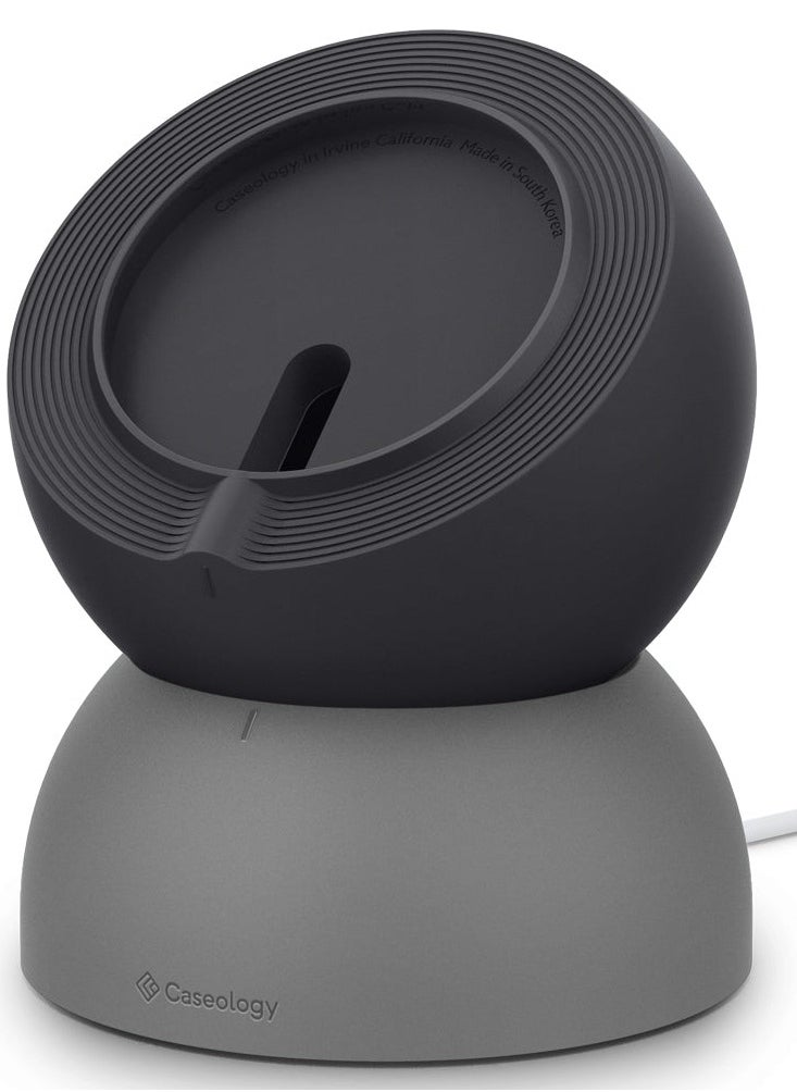 Caseology - Caseology Nano Pop Stand for MagSafe Charger – Compatible with iPhone 15/14/13/12 Series, Soft-Touch Silicone Desk Dock, Pop-Art Design, Ideal Viewing Angle – Black Sesame - Image 1