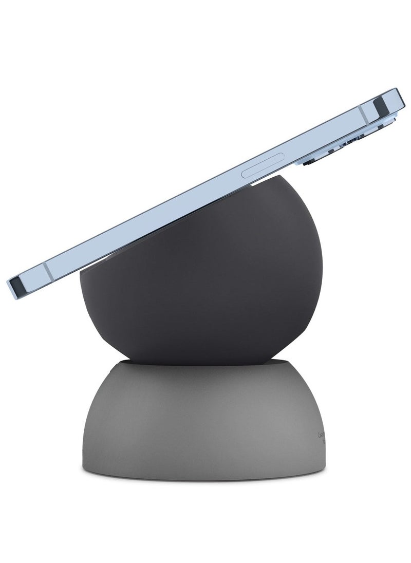 Caseology - Caseology Nano Pop Stand for MagSafe Charger – Compatible with iPhone 15/14/13/12 Series, Soft-Touch Silicone Desk Dock, Pop-Art Design, Ideal Viewing Angle – Black Sesame - Image 1