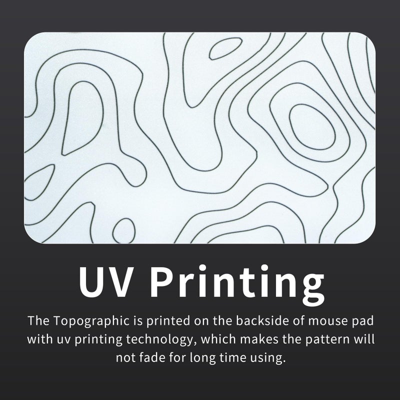 GMKWTL Glass Mousepad for Gaming, White Topographic Hard Gaming Mouse pad, Professional Large Mouse Mat 410mm*310mm, Special Glass Surface with Improved Precision and Speed - Image 3