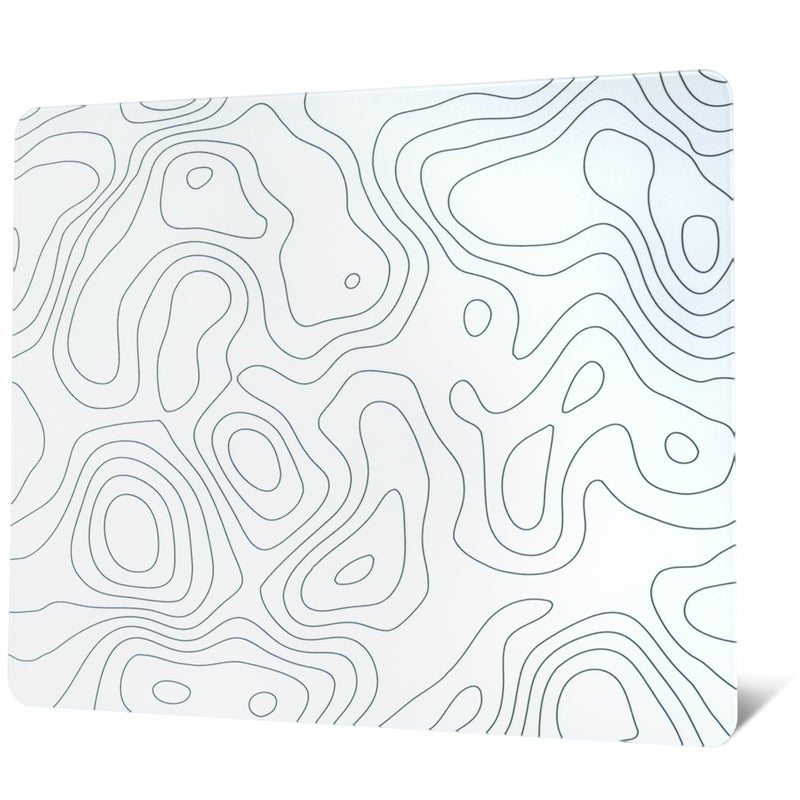 GMKWTL Glass Mousepad for Gaming, White Topographic Hard Gaming Mouse pad, Professional Large Mouse Mat 410mm*310mm, Special Glass Surface with Improved Precision and Speed - Image 1