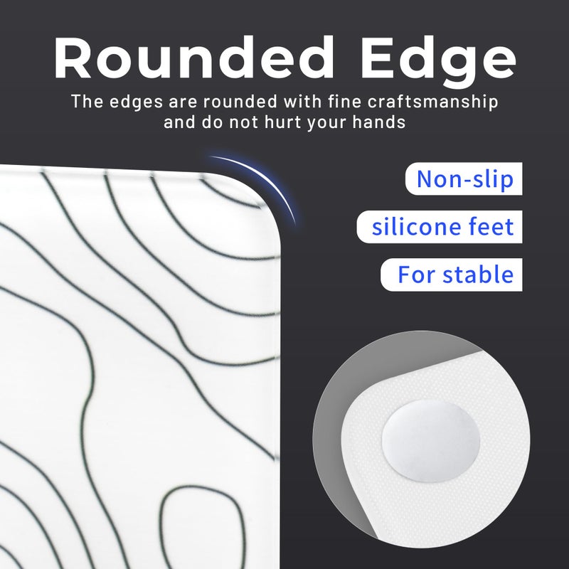 GMKWTL Glass Mousepad for Gaming, White Topographic Hard Gaming Mouse pad, Professional Large Mouse Mat 410mm*310mm, Special Glass Surface with Improved Precision and Speed - Image 5