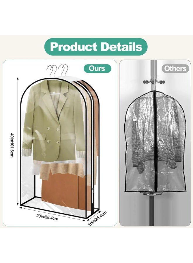 KEETDY 10" Guessted Garment Bags for Hanging Clothes, All Clear 60" Long Dress Bag for Closet Storage for Gowns, Coats, Suits Cover（3 Packs） - Image 1