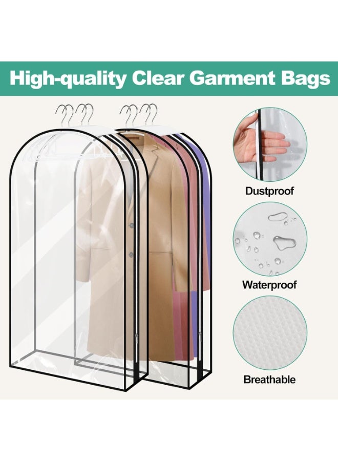 KEETDY 10" Guessted Garment Bags for Hanging Clothes, All Clear 60" Long Dress Bag for Closet Storage for Gowns, Coats, Suits Cover（3 Packs） - Image 3