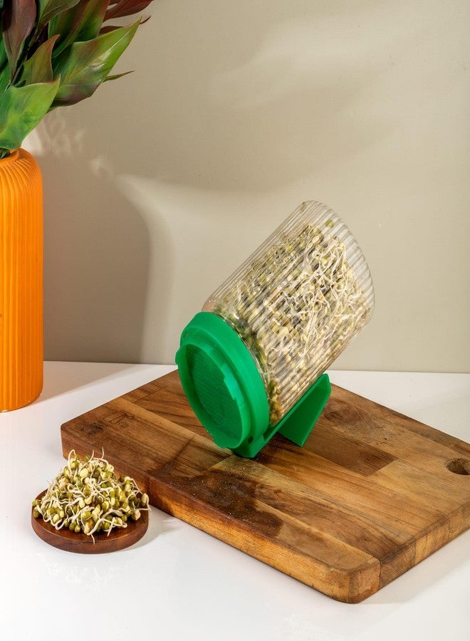 KRUDA Sprouts Maker Plastic Jar – 720ml Durable & Reusable Sprouter for All Seeds and Beans, BPA-Free with 300-Hole Mesh Lid for Airflow, Odor-Free, Easy Drainage, and Hygienic Plastic Design – Green - Image 1
