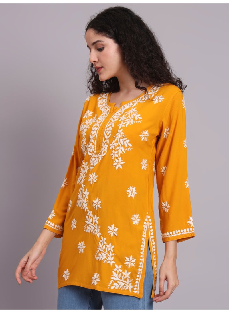 الايا كرتي مطرزة يدوياً من رايون شيكانكاري للنساء - Image 5