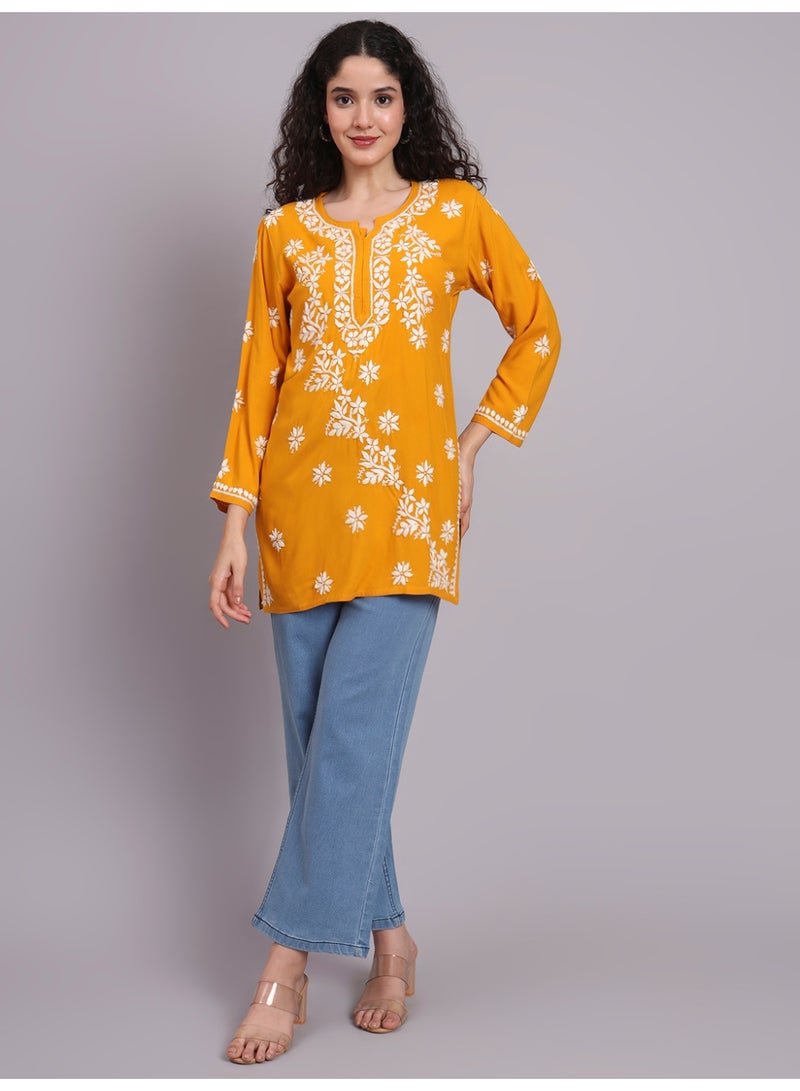 الايا كرتي مطرزة يدوياً من رايون شيكانكاري للنساء - Image 4