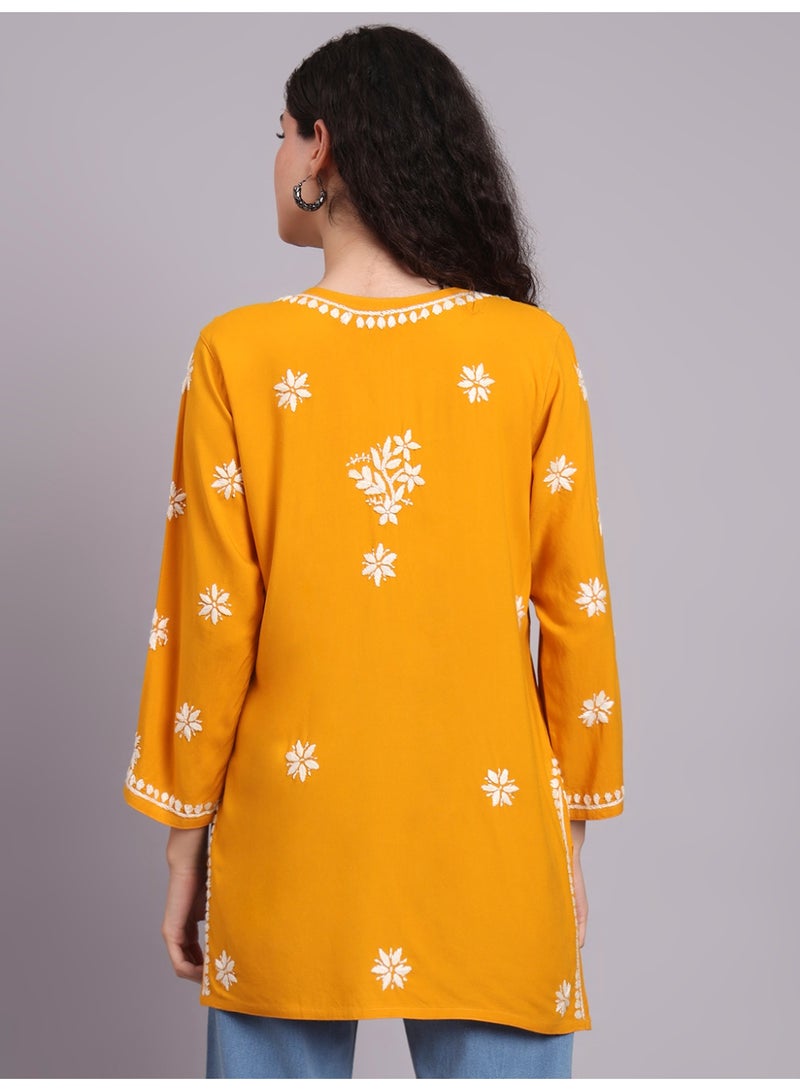 الايا كرتي مطرزة يدوياً من رايون شيكانكاري للنساء - Image 2