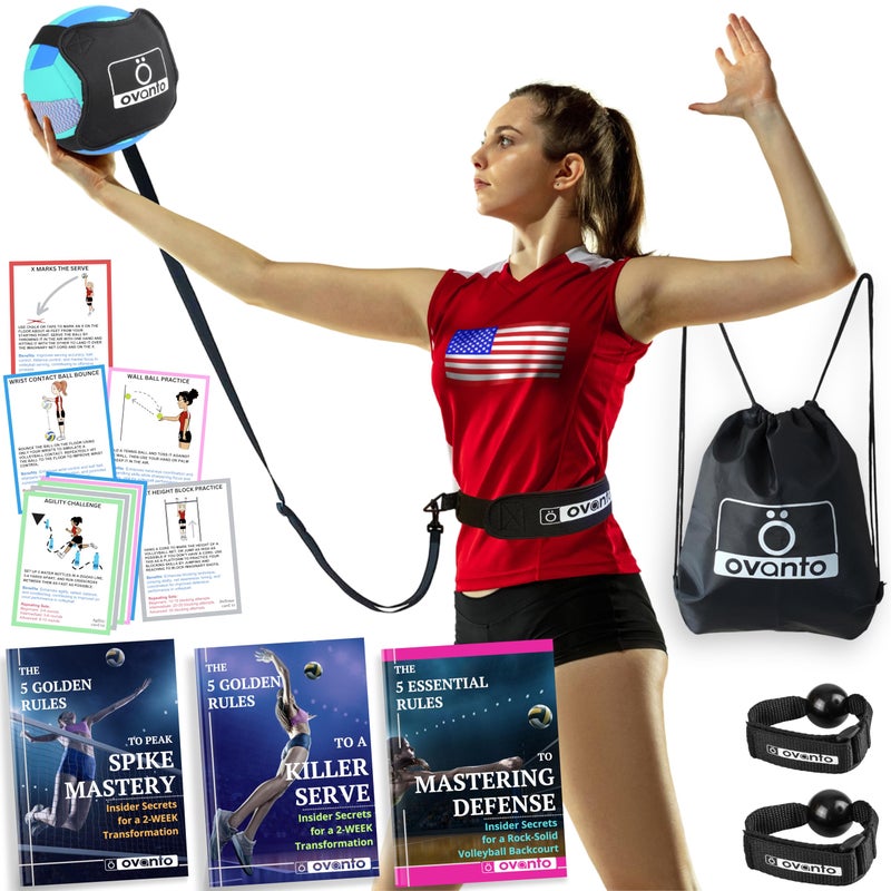 OVANTO Volleyball Training Equipment Aid – Solo Adjustable Volleyball Equipment in 4 Styles to Serve, Spike, Set and Pass Like a Pro - Gift for Beginners & Experts - Image 1