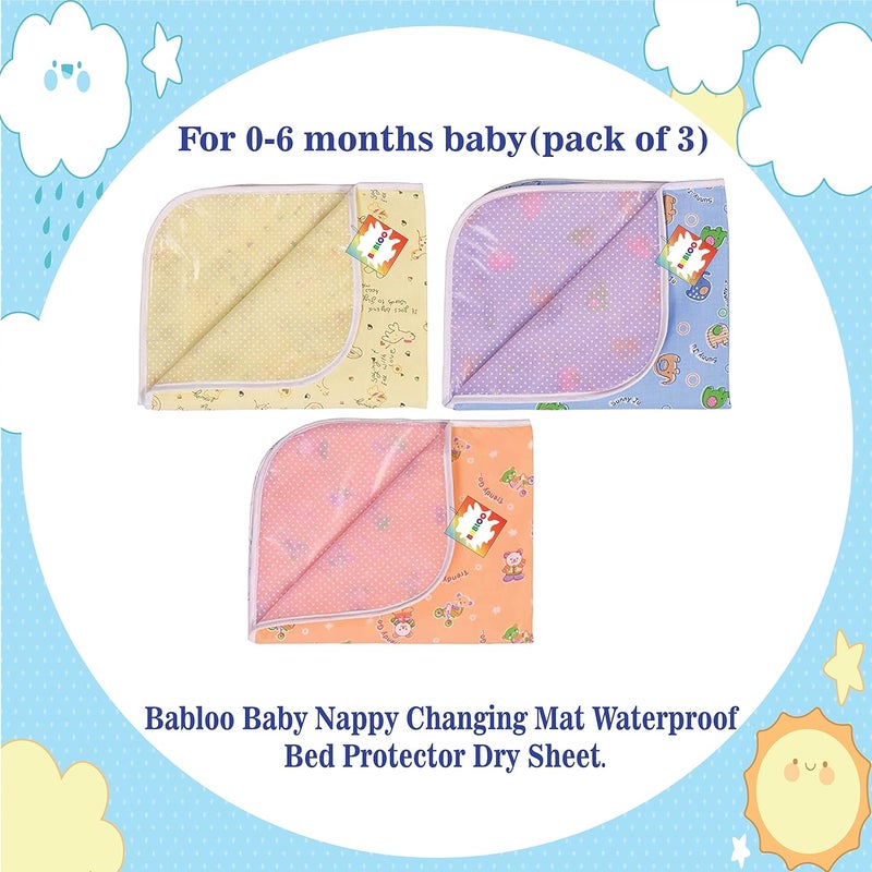 Babloo Flat Bed Baby Nappy Changing Mat Oil Massaging Sheets Bed Protector Dry Sheet (0-6 Months) Pack of 3 - Image 2