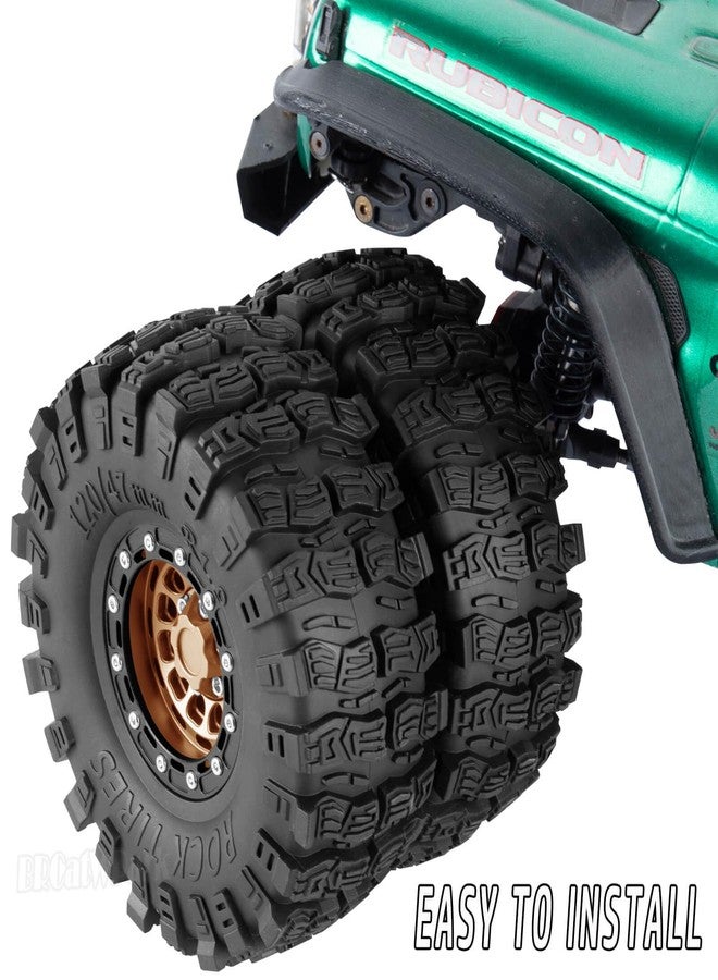 BRCatWPark RC 1.9 Beadlock Rims & Wheels Tires w/Adjustable Offset for 1/10 SCX10 TRX4 TRX6 Gen7/8 D90 VS4-10 MST CFX RC Crawler Car,BRCatWPark 4pcs Aluminum Double Rims and Rubber Tires w/Sponge,Brown - Image 3