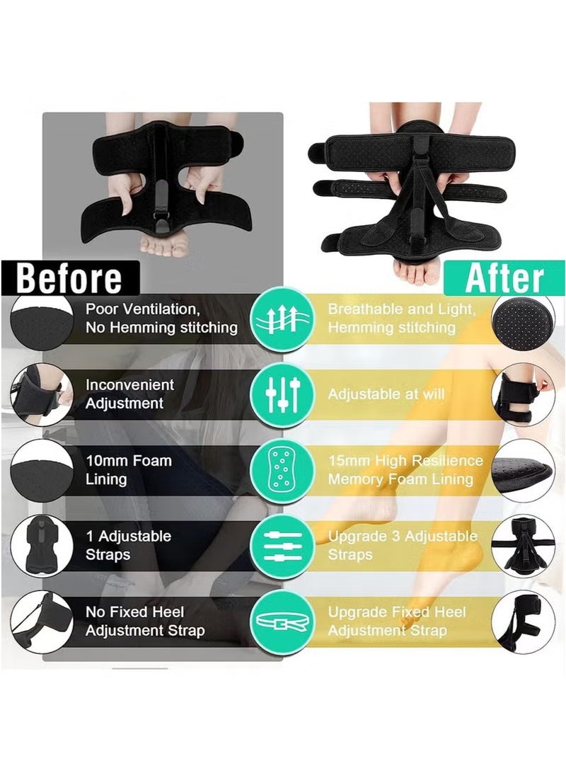 XUN 1 Pack Plantar Fasciitis Night Splint Upgrade 3 Adjustable Straps Plantar Fasciitis Relief Night Splint for Women & Men Relief Brace for Plantar Fasciitis Relief Achilles Tendonitis and Foot Drop - Image 2