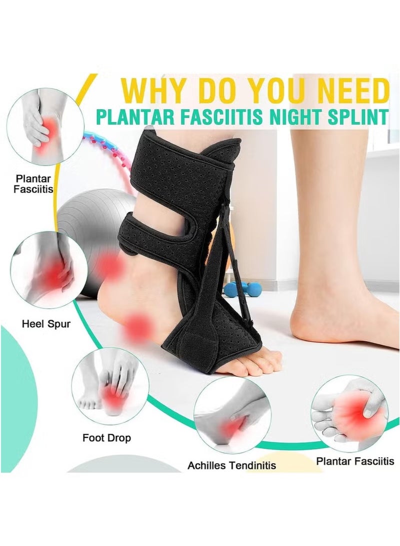 XUN 1 Pack Plantar Fasciitis Night Splint Upgrade 3 Adjustable Straps Plantar Fasciitis Relief Night Splint for Women & Men Relief Brace for Plantar Fasciitis Relief Achilles Tendonitis and Foot Drop - Image 3