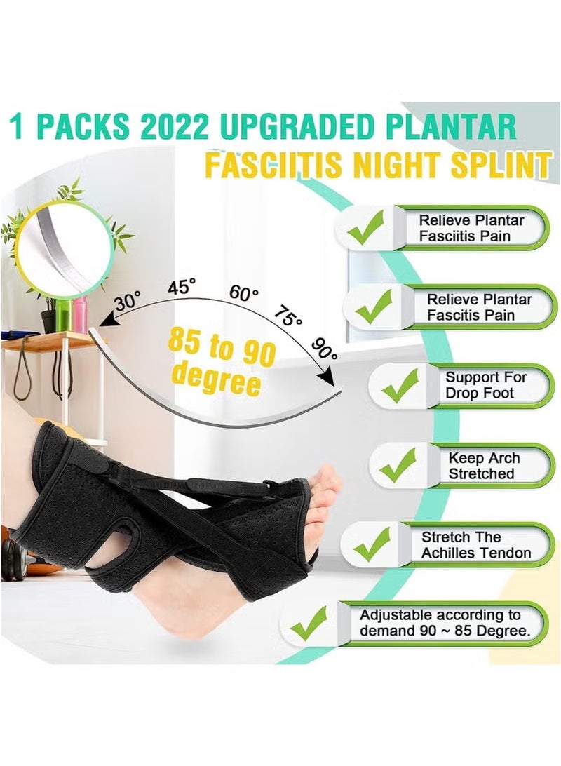 XUN 1 Pack Plantar Fasciitis Night Splint Upgrade 3 Adjustable Straps Plantar Fasciitis Relief Night Splint for Women & Men Relief Brace for Plantar Fasciitis Relief Achilles Tendonitis and Foot Drop - Image 4