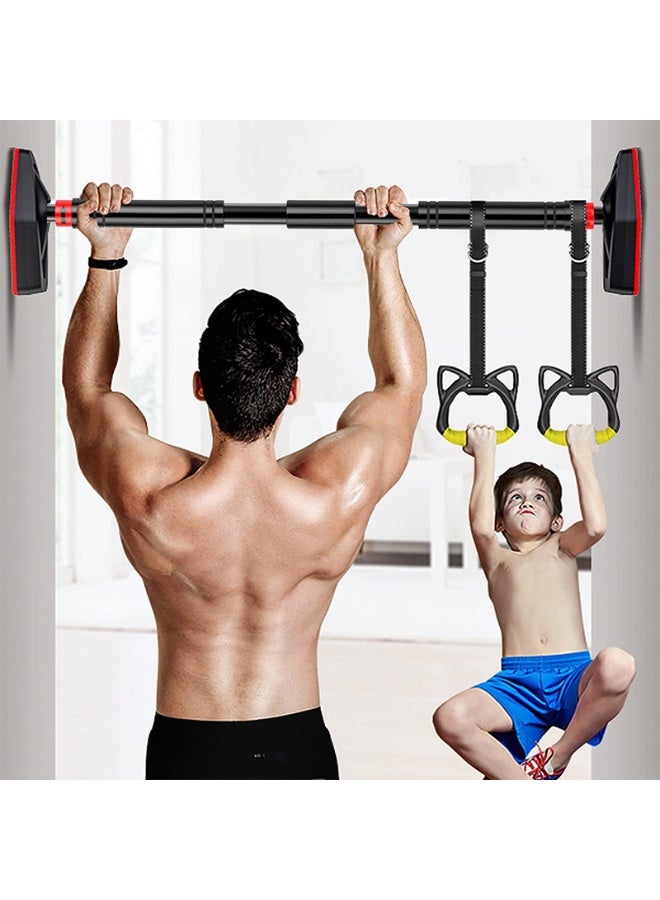 VUCATIN Kids Swing Chair Hanging Bar Swing Rope and Pullup Bar Kids Indoor Doorway Fitness Set (Red) - Image 4