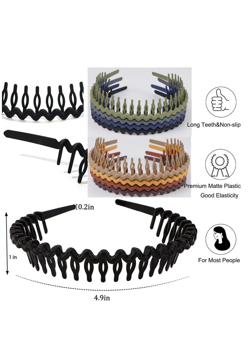 Generic 10 PCS Plastic Headbands Wide Head with Teeth, Non Slip Fashion Effortless Comb Skinny Hair for Women Men Teen Girls, Long Morandi - Image 3