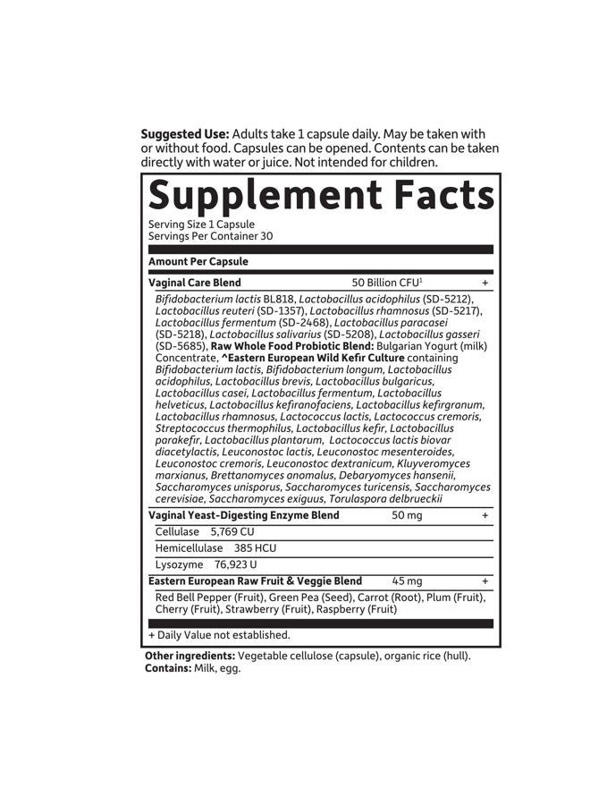 Garden of Life RAW Probiotics Vaginal Care Shelf Stable - 50 Billion CFU Guaranteed Through Expiration, Acidophilus - Once Daily - Certified Gluten Free - No Refrigeration - 30 Vegetarian Capsules - Image 5