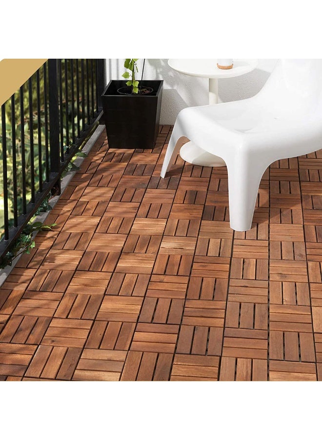 LINGWEI 10pcs Wooden Interlocking Floor Tiles 31x3x31cm Interlocking Decking Tiles snap-together - Image 4