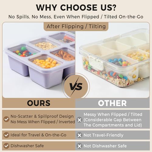 Snuvid 2 Pack Snackle Box Container with Lids, Dishwasher Safe 8 Compartment Divided Snack Serving Tray Platterbox, Protable No-Scatter Snacklebox Snack Container for Adult, Kids, Family, Travel, Party, Work - Image 3