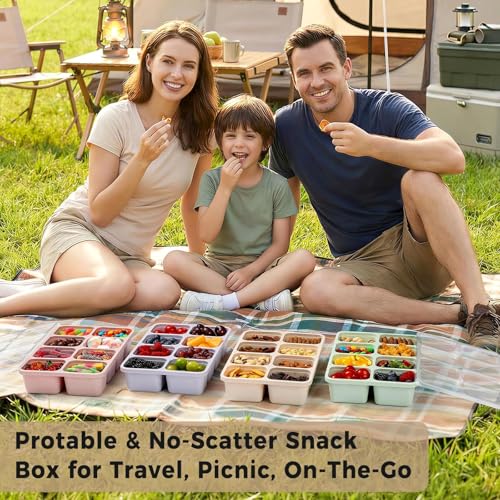 Snuvid 2 Pack Snackle Box Container with Lids, Dishwasher Safe 8 Compartment Divided Snack Serving Tray Platterbox, Protable No-Scatter Snacklebox Snack Container for Adult, Kids, Family, Travel, Party, Work - Image 5
