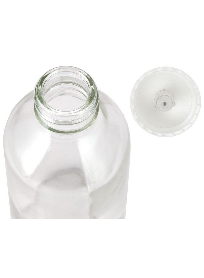 JUVITUS 4 Oz / 120 Ml Clear Glass Boston Round Bottle With White Treatment Pump Bpa Free Refillable Empty Storage Containers (24 Pack) - Image 5