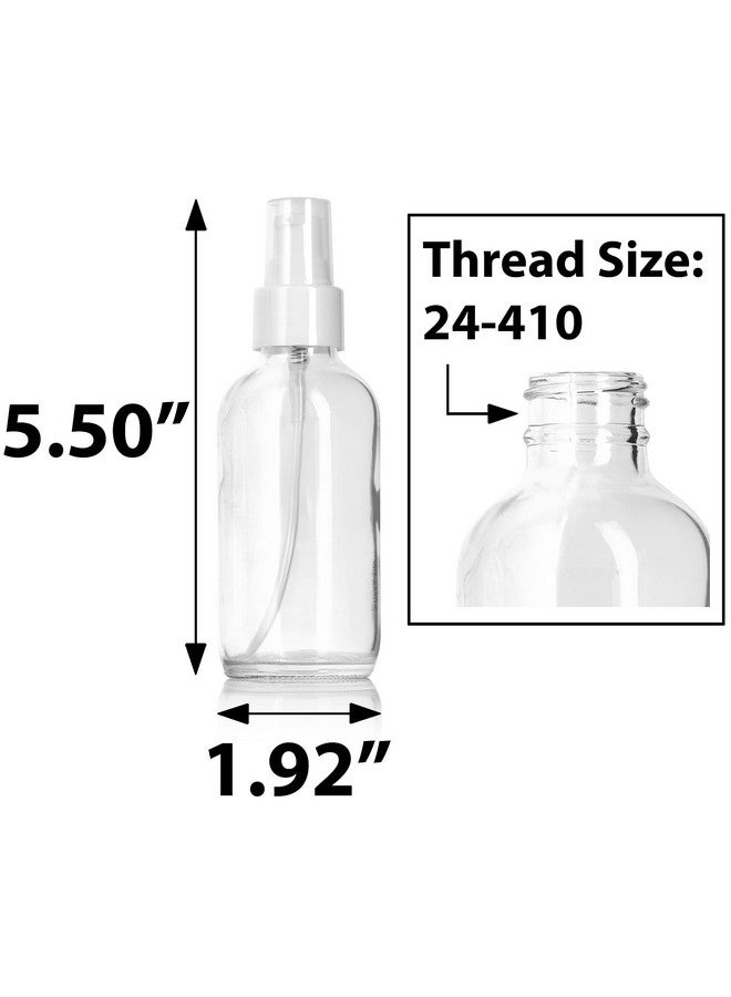 JUVITUS 4 Oz / 120 Ml Clear Glass Boston Round Bottle With White Treatment Pump Bpa Free Refillable Empty Storage Containers (24 Pack) - Image 2