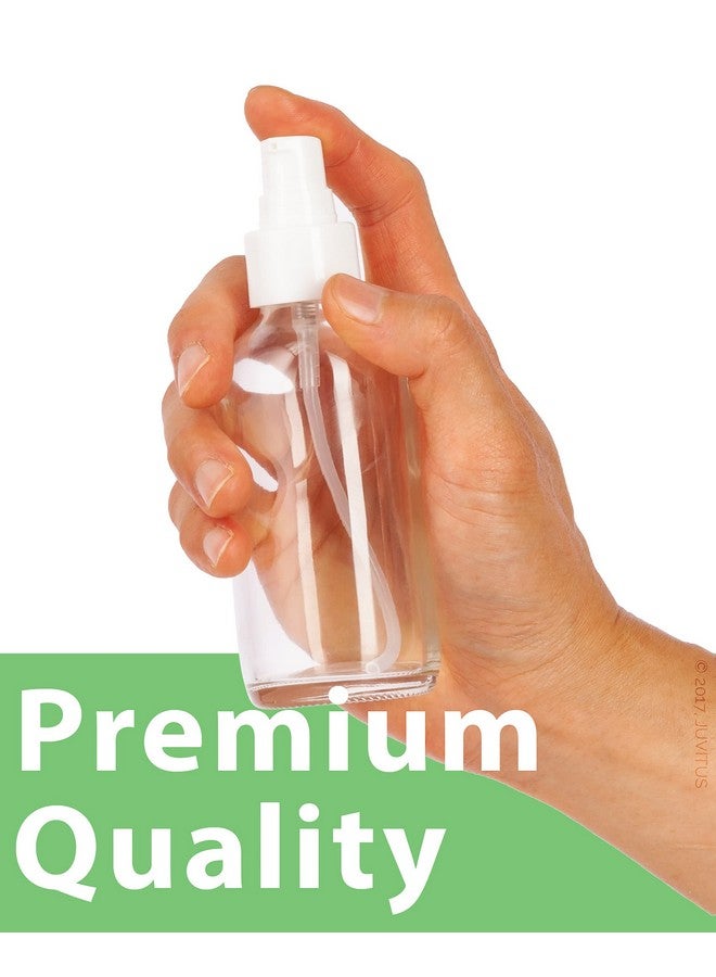 JUVITUS 4 Oz / 120 Ml Clear Glass Boston Round Bottle With White Treatment Pump Bpa Free Refillable Empty Storage Containers (24 Pack) - Image 3