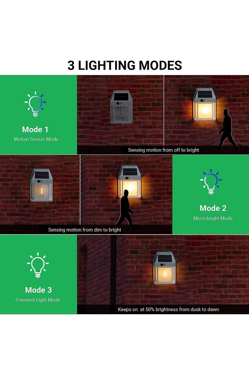 Generic Solar Wall Light Waterproof Motion Sensor 3 Modes for Outdoor (White)  - Image 4