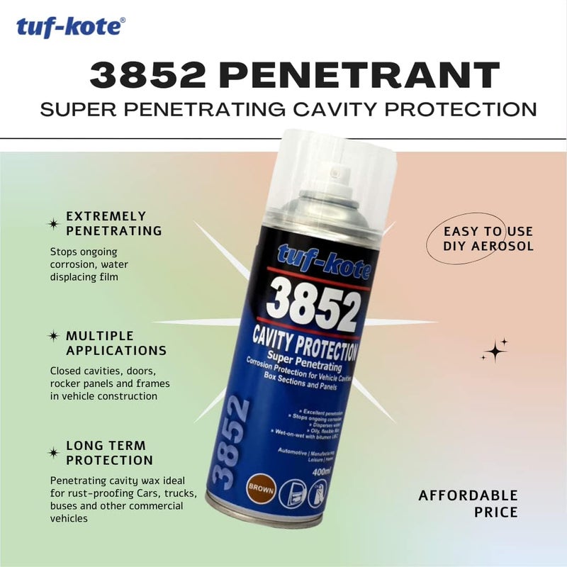 Dinitrol Store tuf-kote® 385 Cavity Wax Vehicle Rust Prevention,Corrosion Protection, Stops Existing Rust, Aerosol Spray 400ML - Image 3