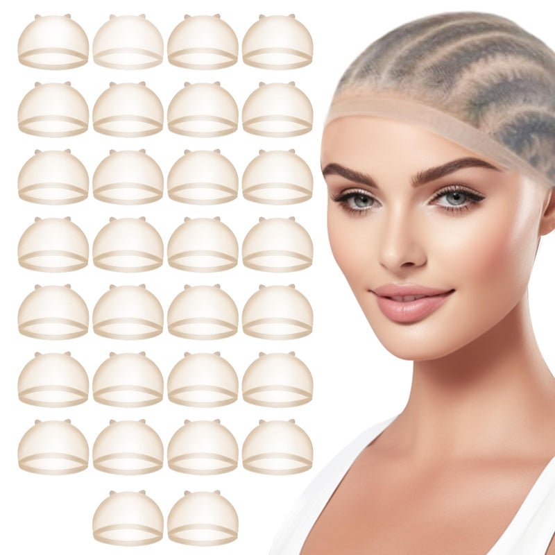TaShow 30 Pcs Wig Caps for Women Lace Front, Ultra Thin Stocking Cap for Women, Breathable Wig Cap for Long Thick Hair, Wig Caps with Elastic Band Transparent - Image 1