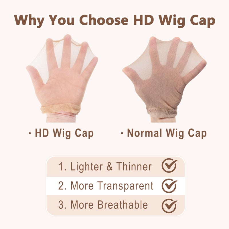 TaShow 30 Pcs Wig Caps for Women Lace Front, Ultra Thin Stocking Cap for Women, Breathable Wig Cap for Long Thick Hair, Wig Caps with Elastic Band Transparent - Image 2