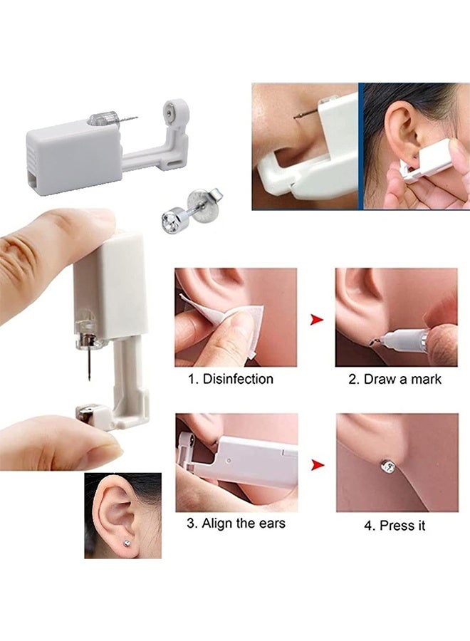 4 Pack Disposable Aseptic Ear Piercing Gun Kit,Painless Safe Ear Piercing Tool with 4mm Crystal Stud Earrings and Disinfect Alcohol Pads - Image 4