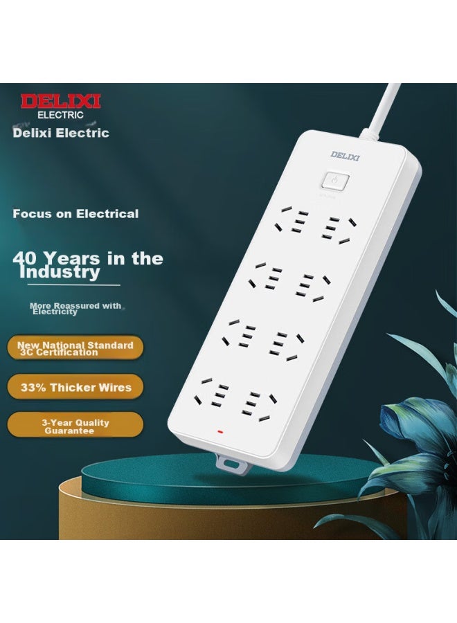 Delixi National Standard Power Strip/extension Cord/power Bar/power Strip/power Board/power Strip 8 Outlets With Master Switch, 8 Meters - Image 3