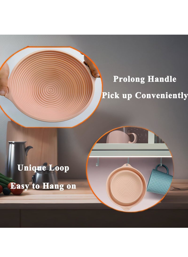 SYOSI Silicone Banneton Basket,9 inch Silicone Bread Proofing Basket,2 Pack Sourdough Baking Supplies Collapsible Proofing Bowl for Home Baking & Beginners making (Round Pink+Oval Green)  - Image 4