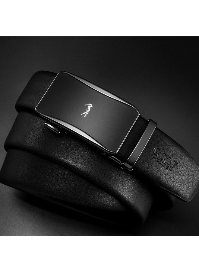 Golf Qixi Festival Gift】leather Belt Automatic Buckle Men's Business Casual Belt Gift Box Men's Belt - Image 5