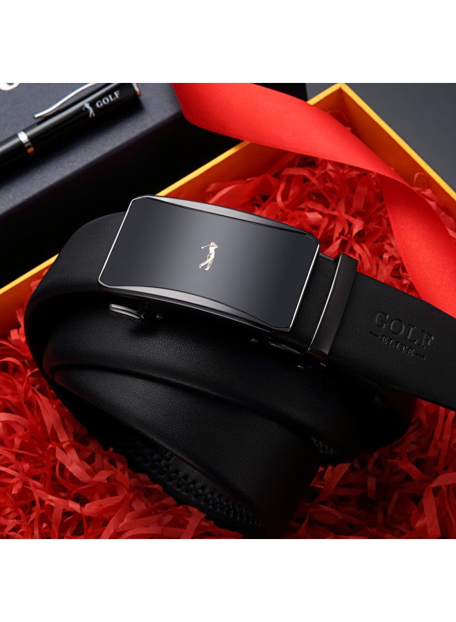 Golf Qixi Festival Gift】leather Belt Automatic Buckle Men's Business Casual Belt Gift Box Men's Belt - Image 2