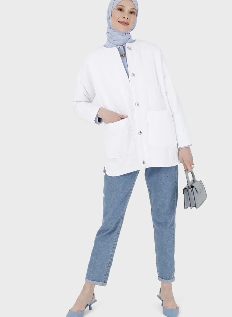 Refka by modanisa Pocket Detail Button Down Jacket