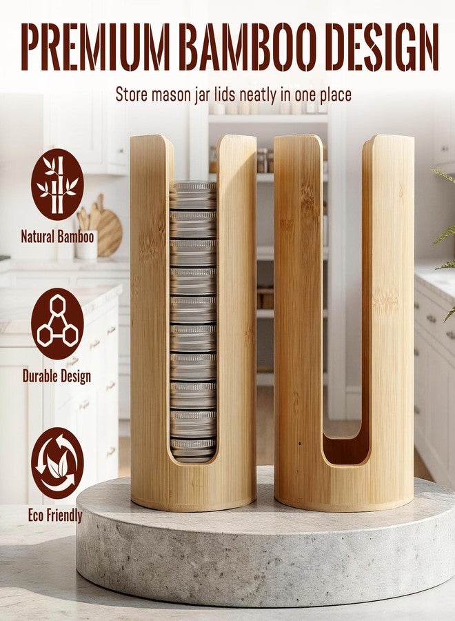 deepredcoast Mason Jar Lid Organizer 2 Pack Bamboo Lid Storage Holder for Regular and Wide Mouth Canning Lids Stackable Kitchen Pantry Organizer - Image 3