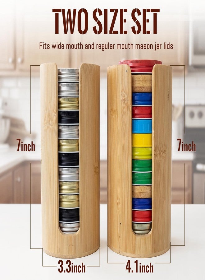 deepredcoast Mason Jar Lid Organizer 2 Pack Bamboo Lid Storage Holder for Regular and Wide Mouth Canning Lids Stackable Kitchen Pantry Organizer - Image 2