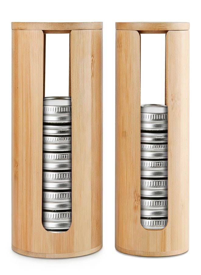 deepredcoast Mason Jar Lid Organizer 2 Pack Bamboo Lid Storage Holder for Regular and Wide Mouth Canning Lids Stackable Kitchen Pantry Organizer - Image 1