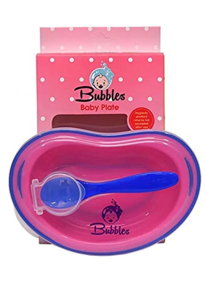 بابلز طبق طعام الأطفال الأصلي من بابلز مع ملعقة وغطاء، أحمر