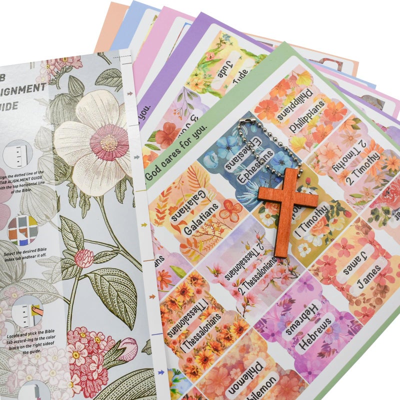 VANRA Bloom Floral Bible Tabs for Women Study Bible 75 Peel-and-Stick Large Print Laminated Bible Index Tabs Flower Bible Journaling Supplies Accessories Book Summaries Labels (Flower 2) - Image 3
