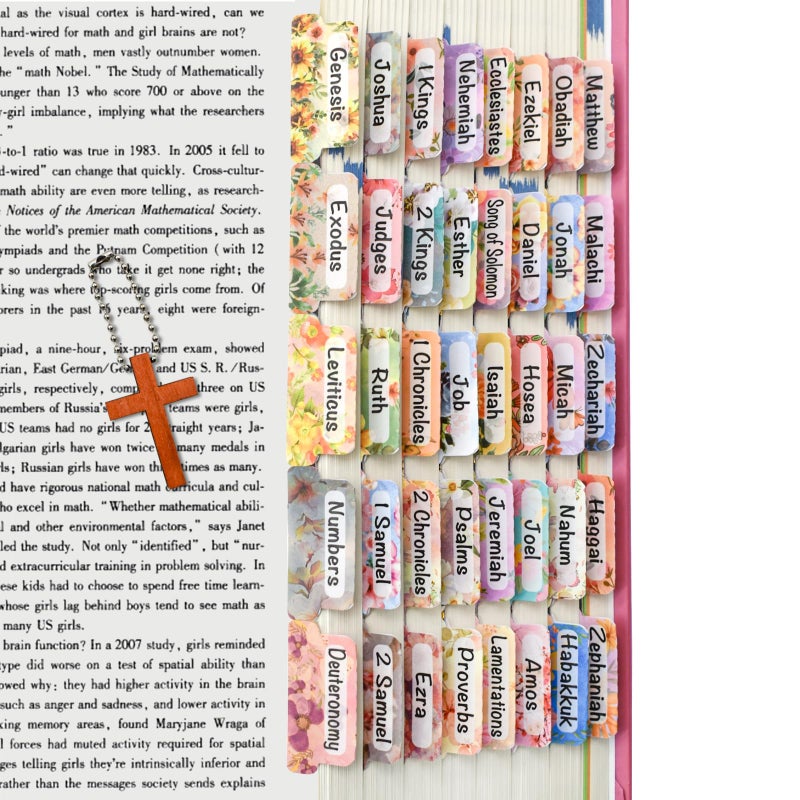 VANRA Bloom Floral Bible Tabs for Women Study Bible 75 Peel-and-Stick Large Print Laminated Bible Index Tabs Flower Bible Journaling Supplies Accessories Book Summaries Labels (Flower 2) - Image 1