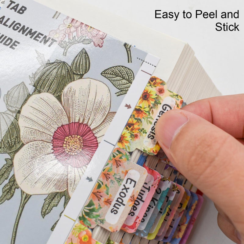 VANRA Bloom Floral Bible Tabs for Women Study Bible 75 Peel-and-Stick Large Print Laminated Bible Index Tabs Flower Bible Journaling Supplies Accessories Book Summaries Labels (Flower 2) - Image 4
